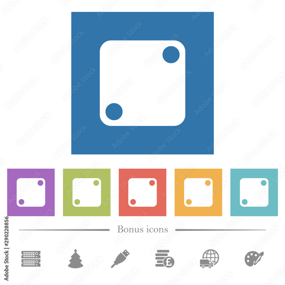Domino two flat white icons in square backgrounds Domino two flat white icons in square backgrounds