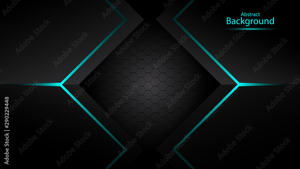 Dark abstract background with overlap layers. Luxury design concept. Abstract technological hexagonal background.