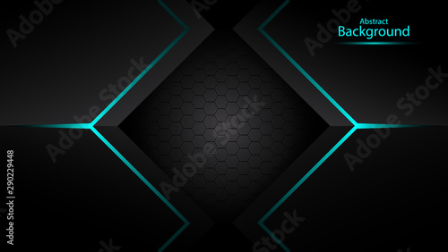 Dark abstract background with overlap layers. Luxury design concept. Abstract technological hexagonal background.