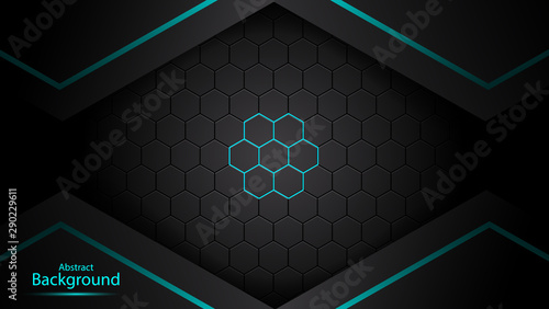 Dark abstract background with overlap layers. Luxury design concept. Abstract technological hexagonal background.