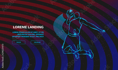 Basketball Slam dunk by Basketball Player. Vector Sport Background for Landing Page Template.