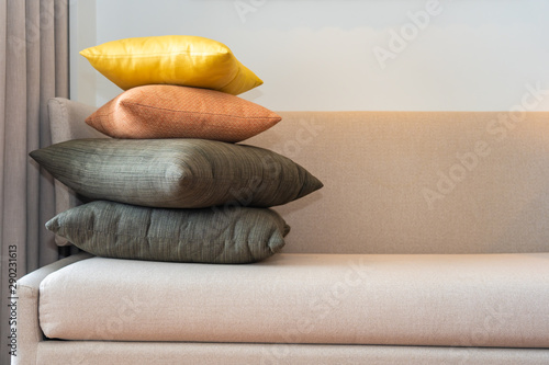 Comfortable pillow on sofa decoration interior