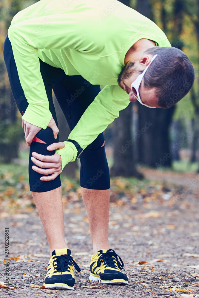 Jogging injury during exercise in the nature / outdoors. Jogging injury during exercise in the nature / outdoors.