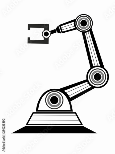 isolated illustration of a robotic arm, vector drawing