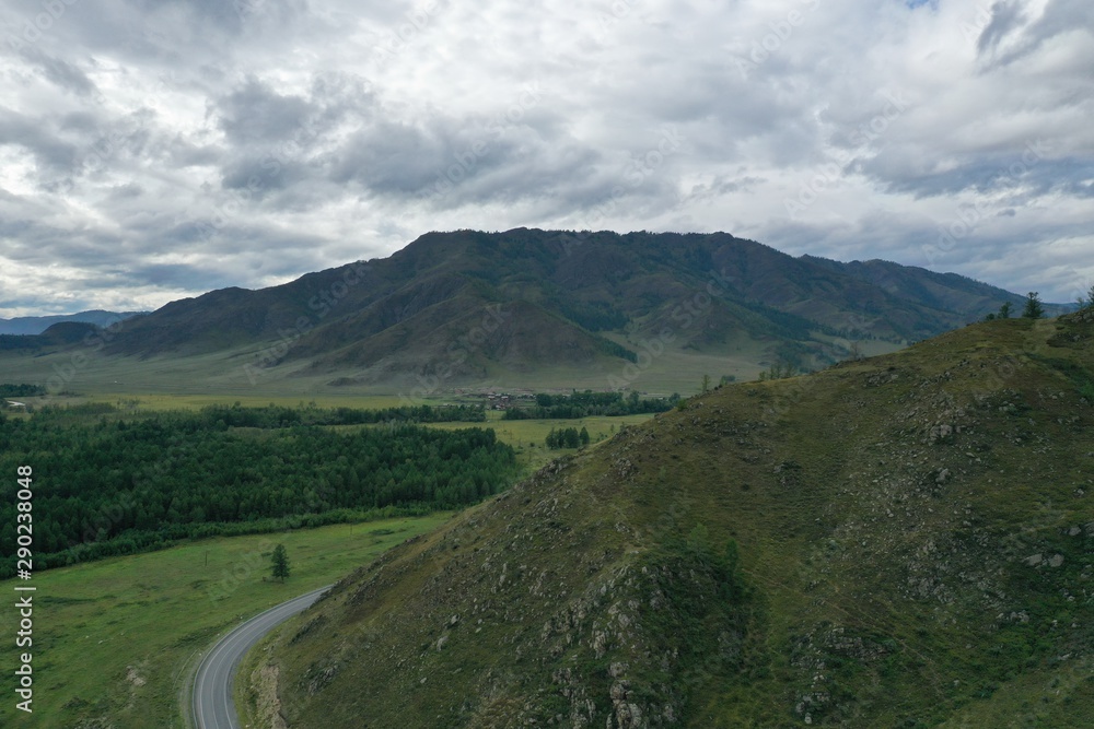 mountains before the rain, Tuekt village, Ongudaysky district, Altai Republic, Russia, summer month August