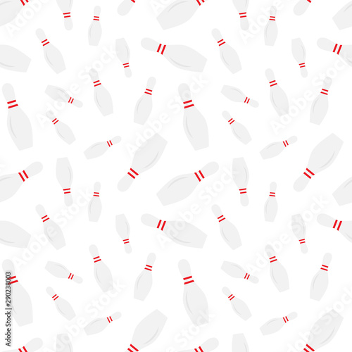 Bowling seamless pattern for wrapping paper, banners, cards, posters, packaging. Vector ornament with repeat gray pins on the white background