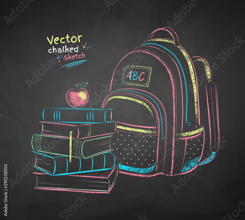 Illustration of books and school bag