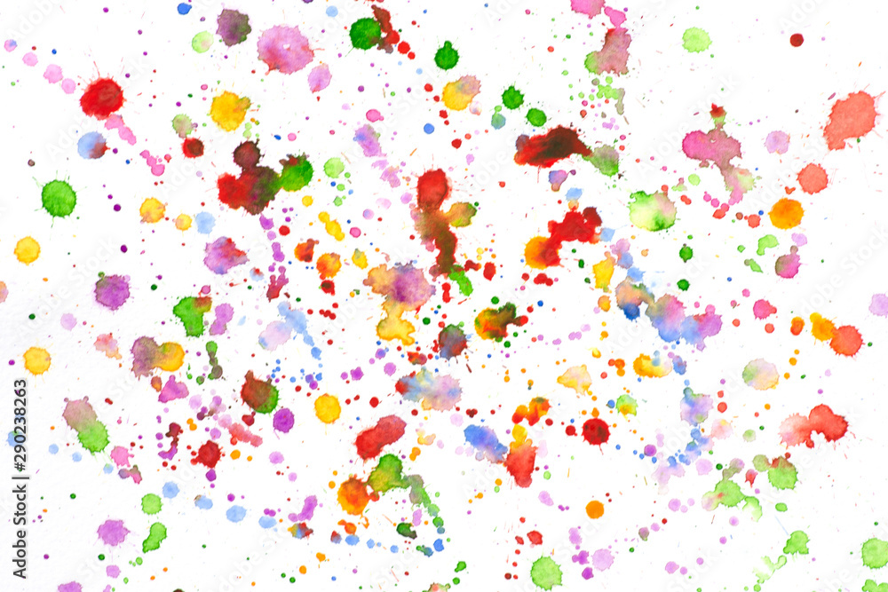 Colorful watercolor splashes on white background