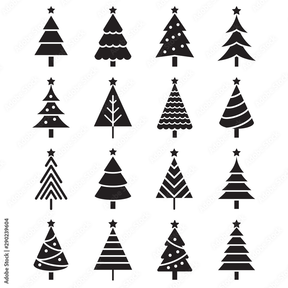 Obraz premium Christmas tree icons. Vector illustrations.