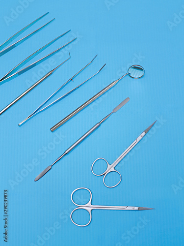 Top view of a set of dentist tools © SKfoto