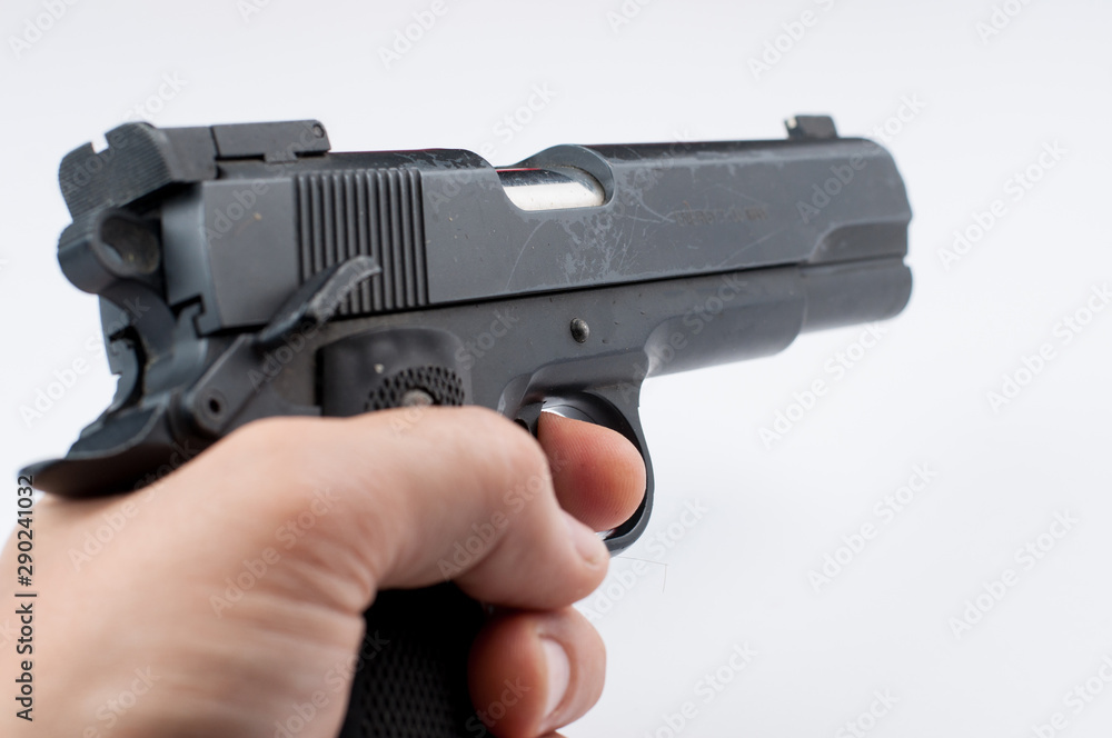 Gun isolated on white background.Pistol isolated Gun isolated on white background.Pistol isolated