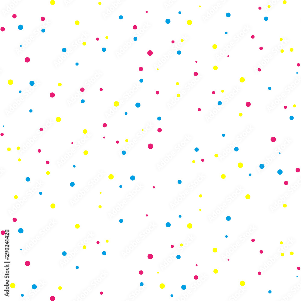 Background with multi-colored polka dots: yellow, pink and blue. Background with multi-colored polka dots: yellow, pink and blue.