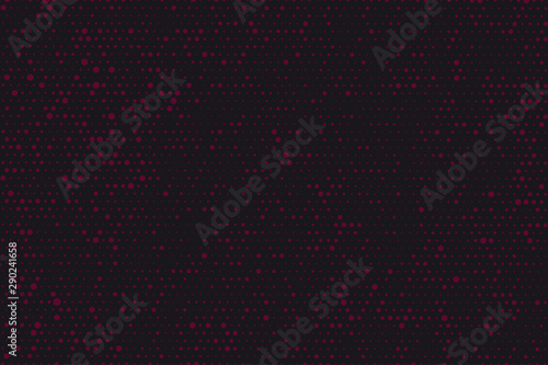 Abstract halftone dotted background. Pink dots on black background
