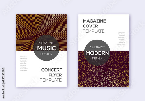 Modern cover design template set. Gold abstract li