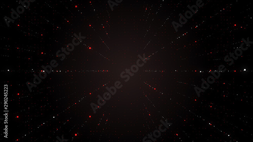 Analytical visualisation guideway of data moving through the dark night space on high speed. photo