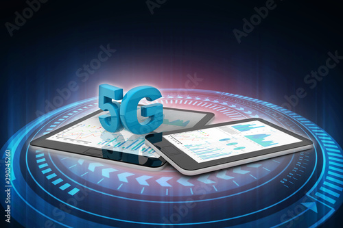 3d rendering 5G Network mobile with data