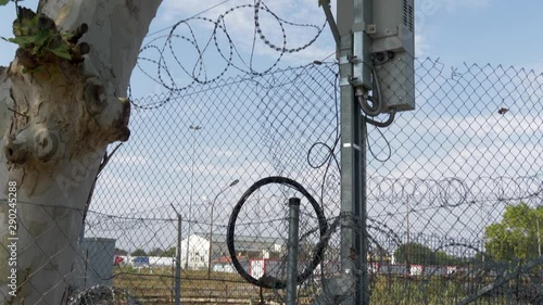 Tilt Up Razor Wire Fence With CCTV, Border Line Against Immigrants, HUN-SRB photo