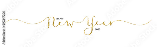 HAPPY NEW YEAR 2020 brush calligraphy banner