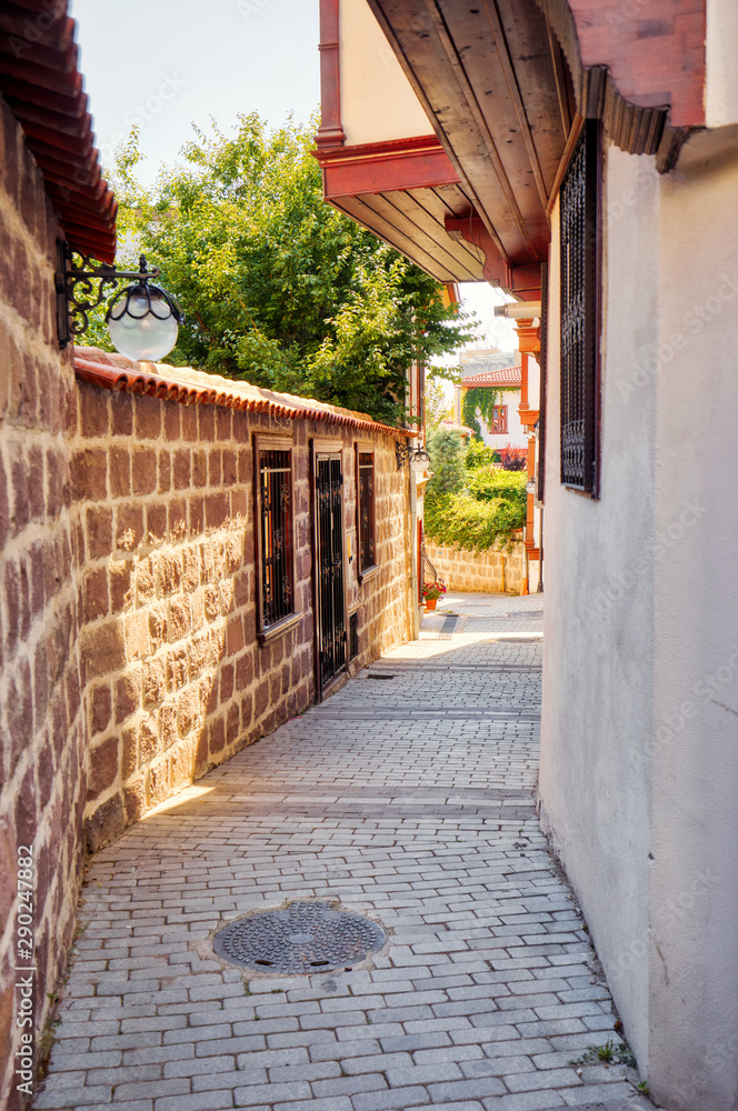 Traditional Turkish stone houses around the alley Traditional Turkish stone houses around the alley