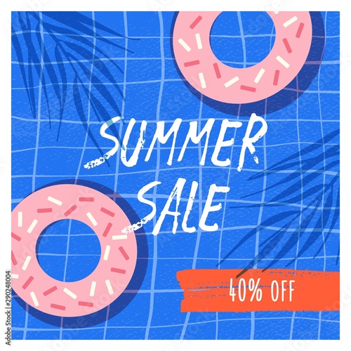 Summer sale flat vector banner template