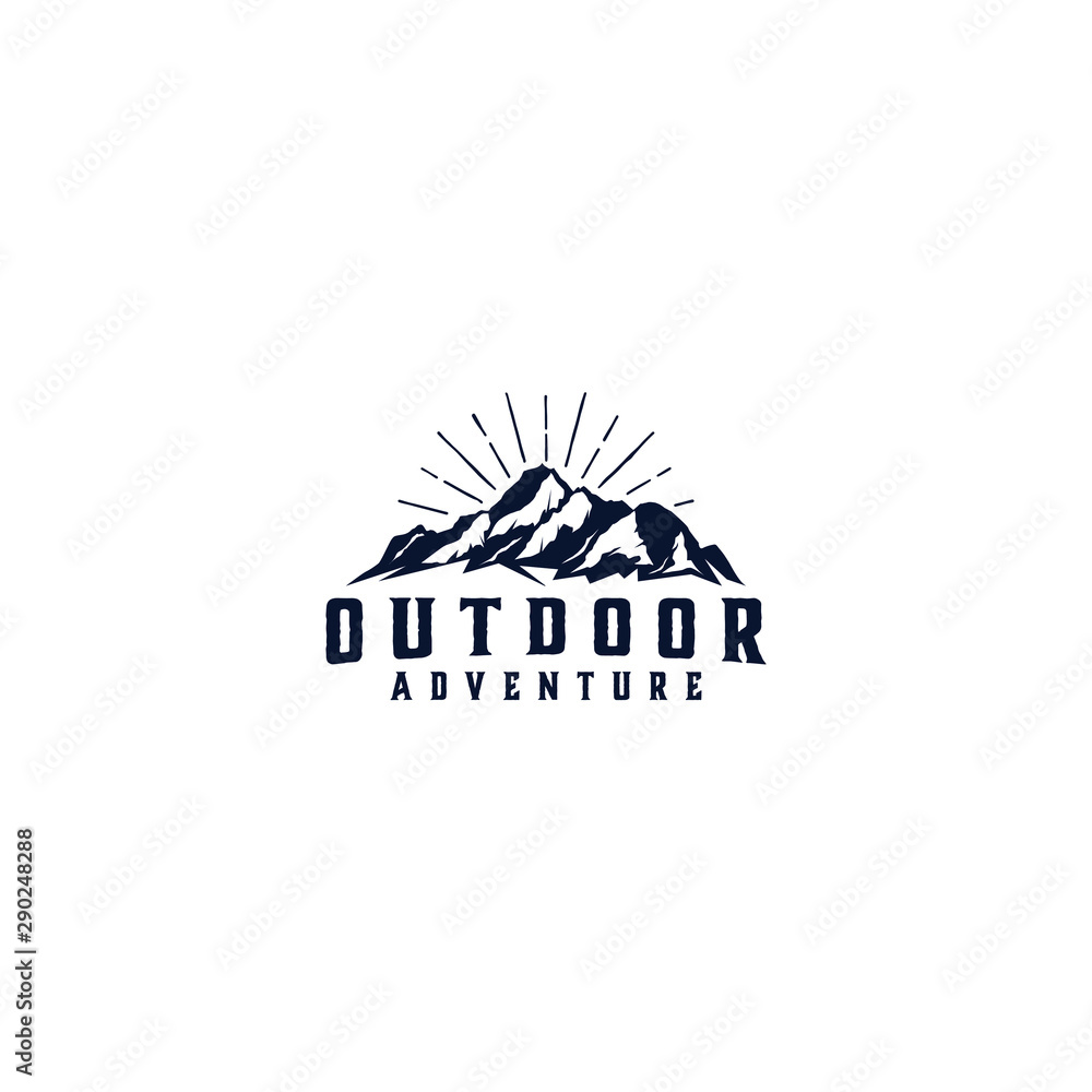 Outdoor mountain nature logo - adventure wildlife pine tree forest design Outdoor mountain nature logo - adventure wildlife pine tree forest design