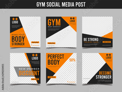 Gym square banner template. Promotional banner for social media post, web banner and flyer Vol.1