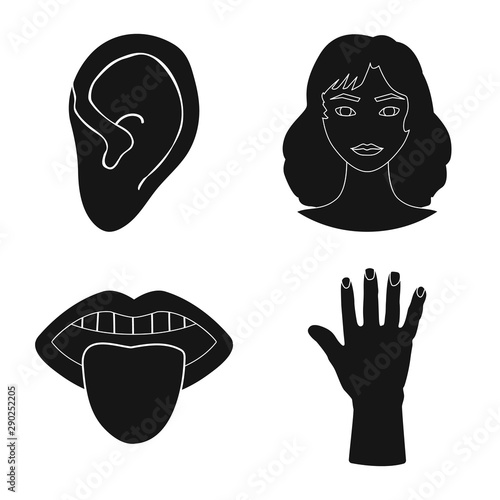 Vector design of body and part sign. Set of body and anatomy stock vector illustration.