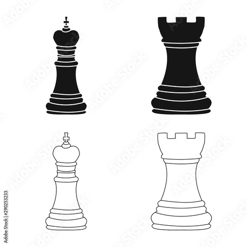 Vector illustration of checkmate and thin logo. Collection of checkmate and target vector icon for stock.