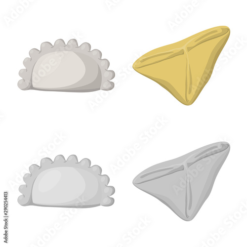 Vector illustration of products and cooking logo. Collection of products and appetizer stock symbol for web.