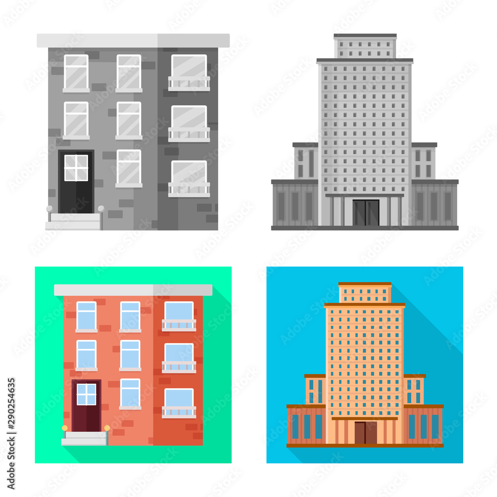 Isolated object of municipal and center sign. Collection of municipal and estate vector icon for stock. Isolated object of municipal and center sign. Collection of municipal and estate vector icon for stock.