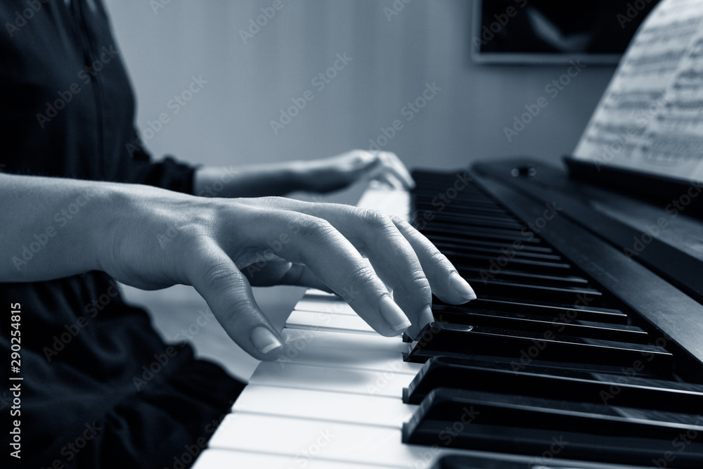 Obraz premium Young woman playing piano