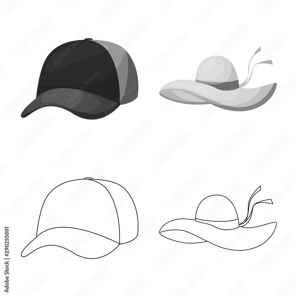Isolated object of clothing and cap logo. Set of clothing and beret vector icon for stock.