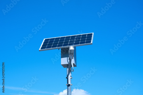 Solar panel and street lamp.