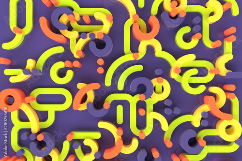 Abstract geometric line violet background 3D illustration. Modern trendy ornament.