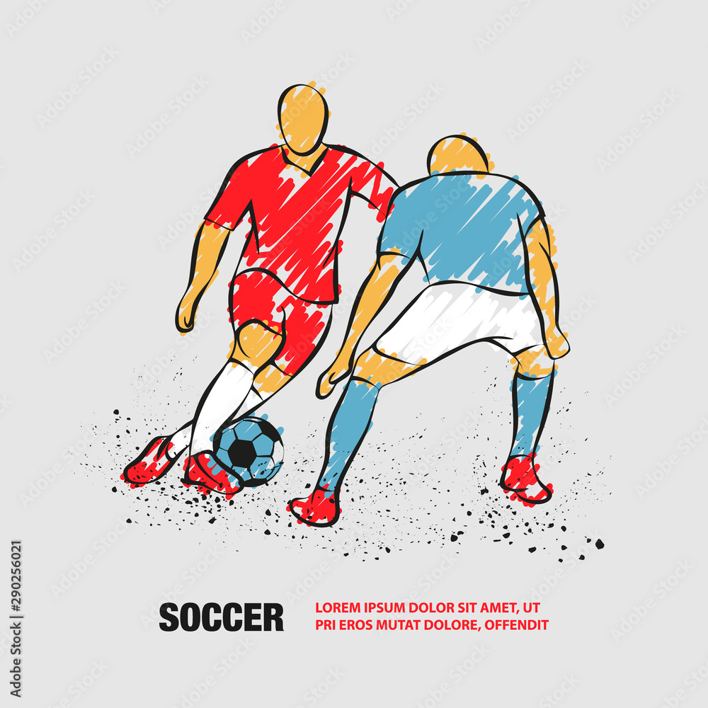 Two Soccer Players Duel in the Game 23985616 Vector Art at Vecteezy