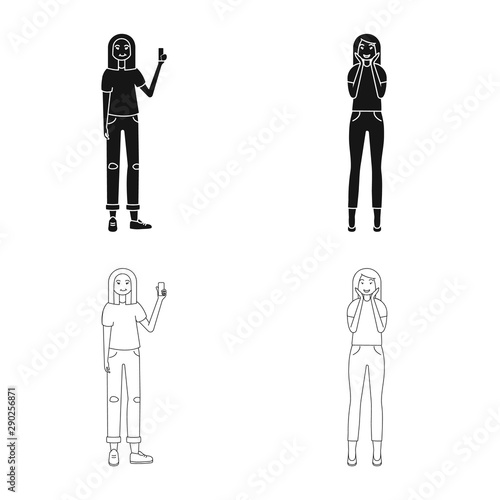 Vector illustration of posture and mood sign. Collection of posture and female vector icon for stock.