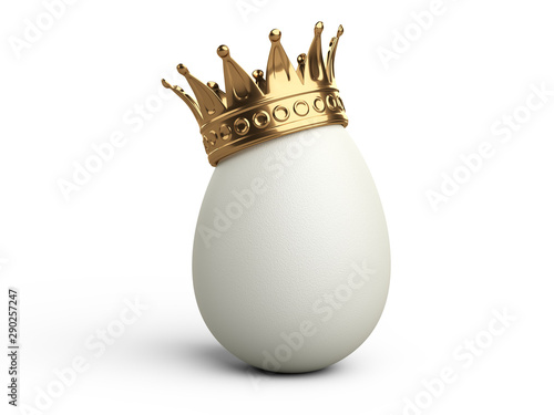 White egg with gold crown.