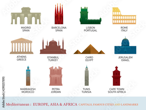Fotografie, Obraz Mediterranean Europe, Africa, Asia Cities Landmarks