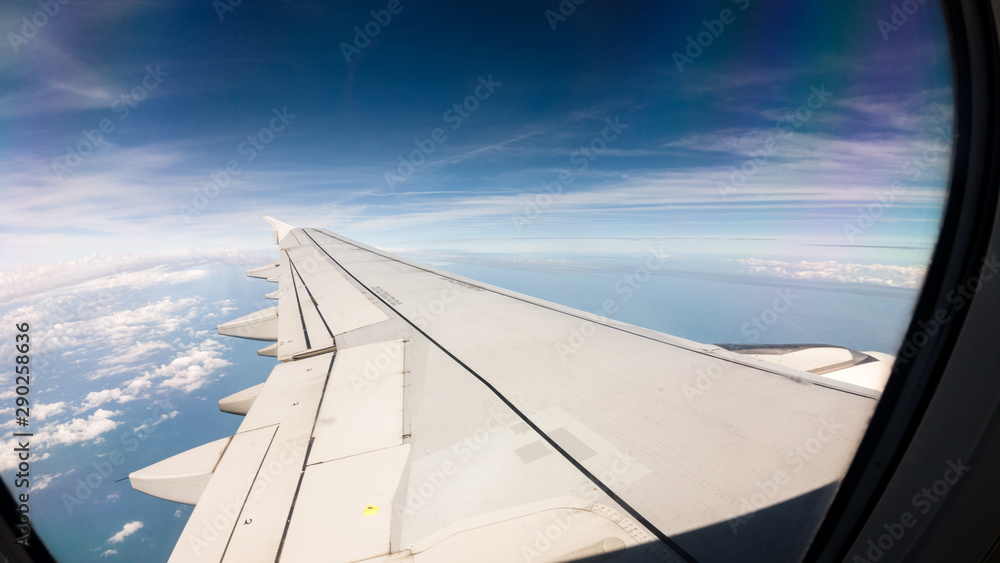 View from the window of the aircraft on the wing View from the window of the aircraft on the wing