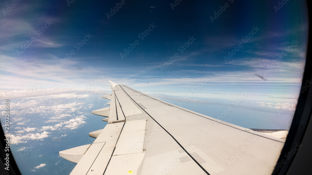 View from the window of the aircraft on the wing