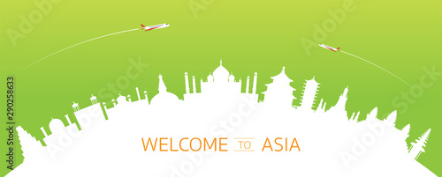 Asia Skyline Curve Landmarks Silhouette