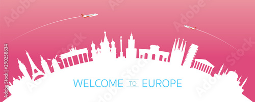 Europe Skyline Curve Landmarks Silhouette