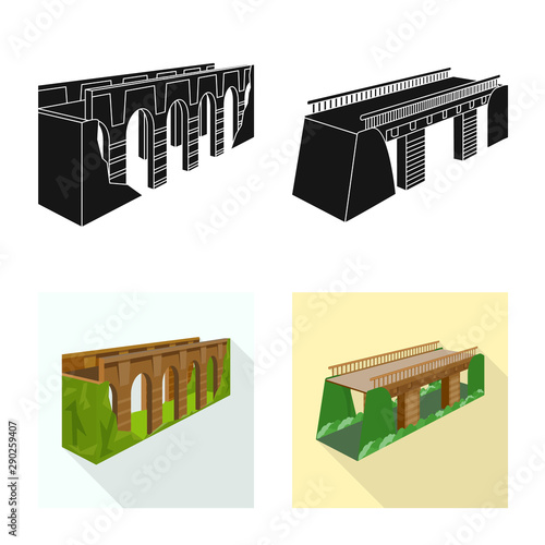 Vector illustration of connection and design sign. Set of connection and side stock symbol for web.