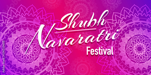 Poster design for Navaratri with mandala in pink