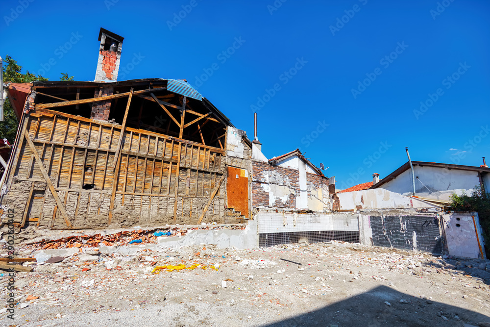 Exterior view of old demolished intustrial buildings Exterior view of old demolished intustrial buildings