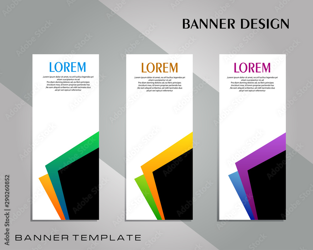 Roll up banner design template, vertical, Colorful abstract banner background, pull up design, modern x-banner, rectangle size