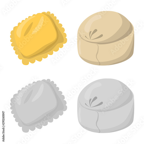 Isolated object of products and cooking sign. Set of products and appetizer stock vector illustration.