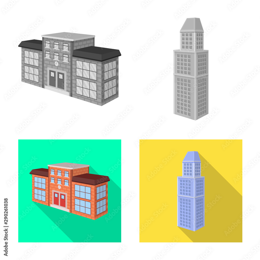 Isolated object of construction and building logo. Collection of construction and estate stock symbol for web.
