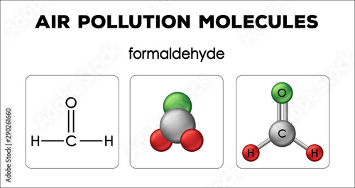 Diagram showing air pollution molecules of formaldehyde
