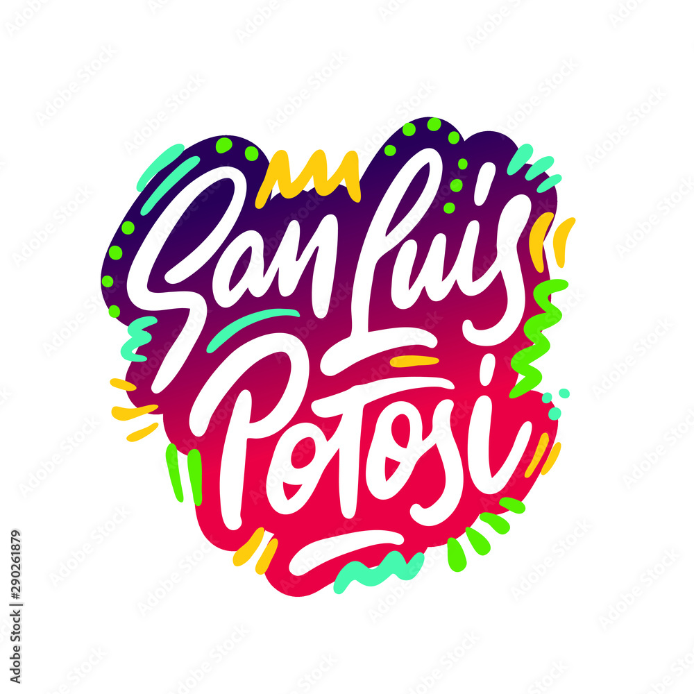 San luas potosi Word Text with Handwritten Font Shape Vector Illustration. San luas potosi Word Text with Handwritten Font Shape Vector Illustration.